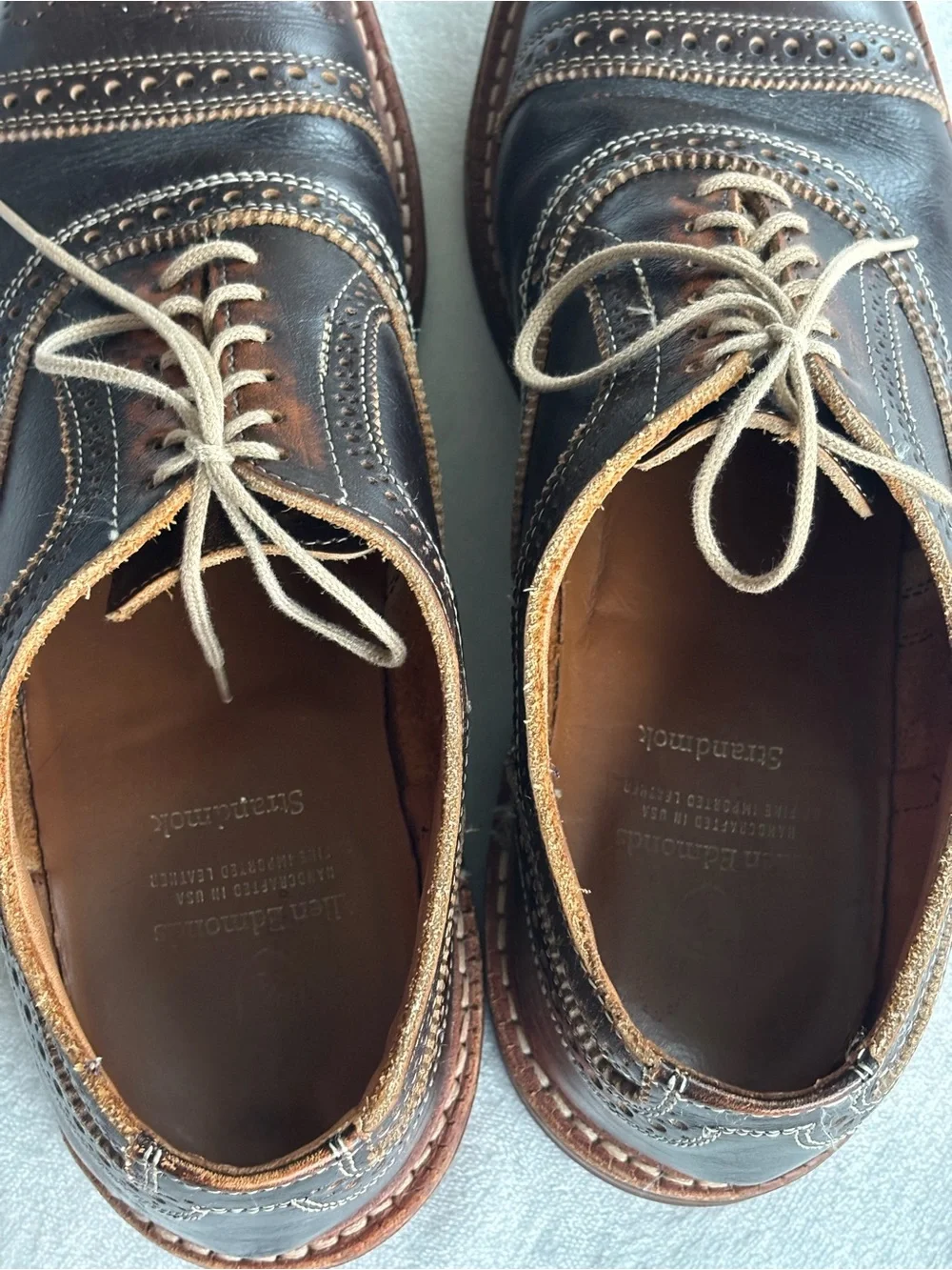 Allen Edmonds Strandmok Cap Toe Brogue Heritage Dark Brown Oxfords Size10/10,5
